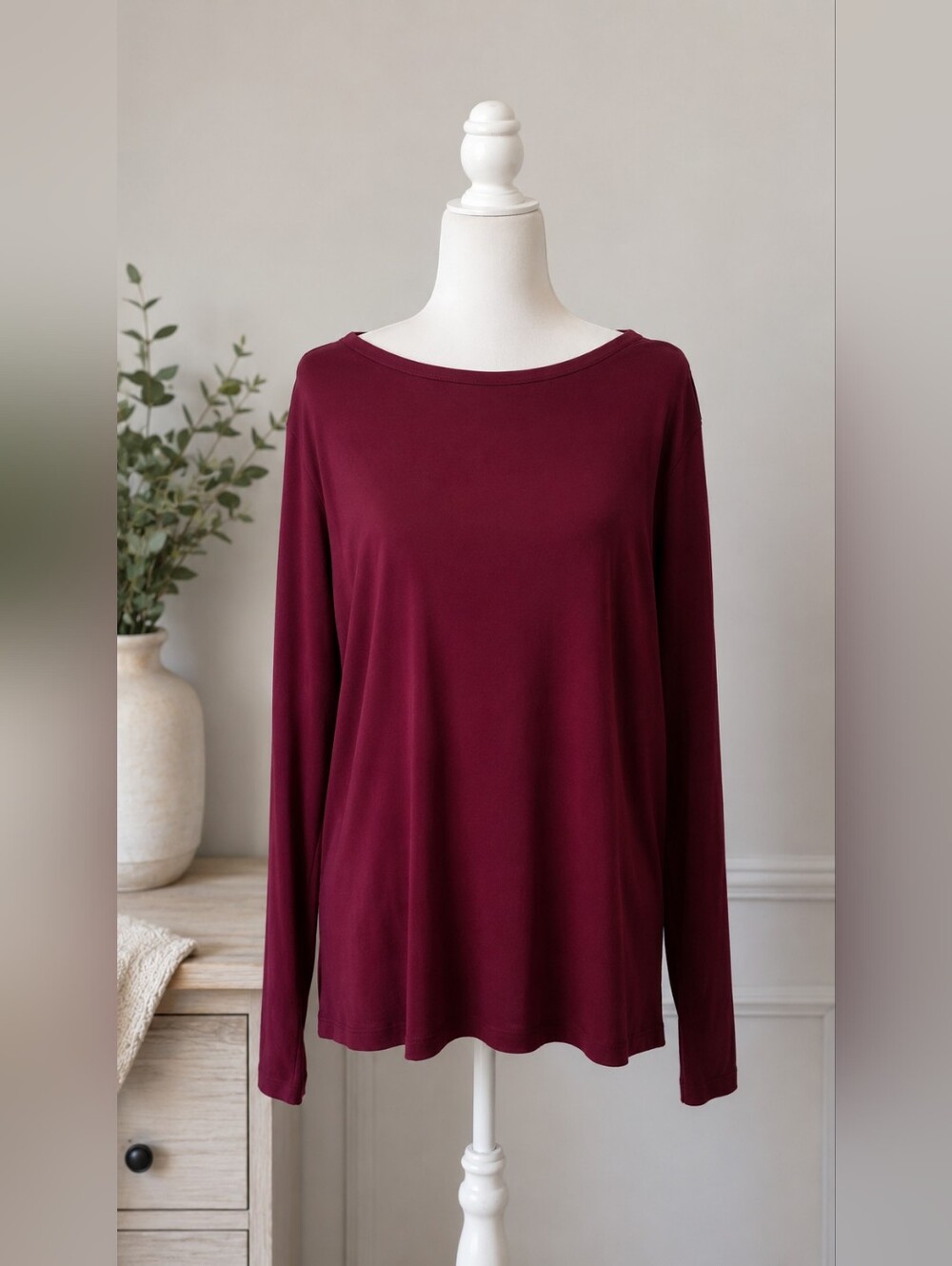 St. John's Bay Women's Burgundy Long-Sleeve Top Size XL